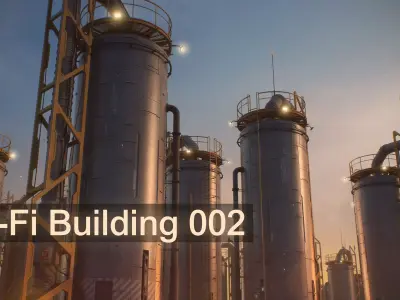 Sci-Fi Building 002 Industry-PBR Low-poly 3D model