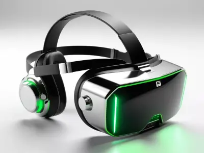 Modern VR Headset with Headphones 3D model