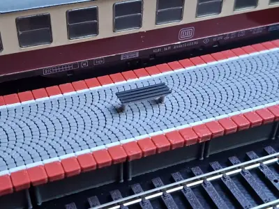 Double Edge Platform with bench 1-87 FDM color 3D print model