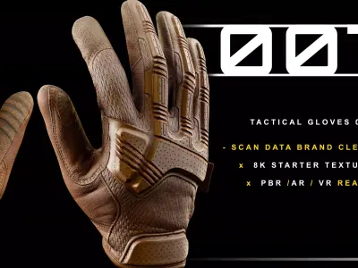 Tactical Gloves 007 Low-poly 3D model
