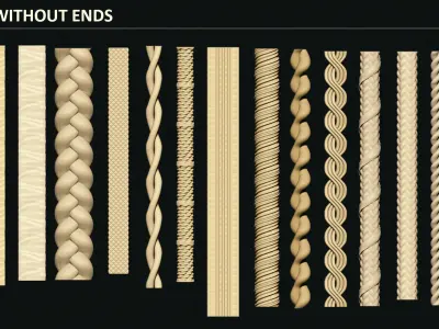 40 ROPE IMM BRUSHES FOR ZBRSUH  HIGH and LOWPOLY Low-poly 3D model