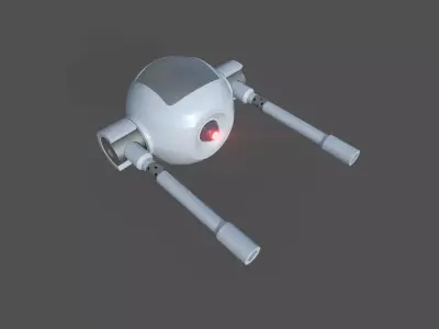 Rigged Lowpoly Mech Spherical Fighter Drone Low-poly 3D model