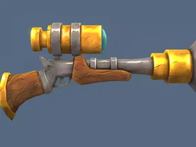 Game Ready Handpainted Low Poly Gun Model Low-poly 3D model