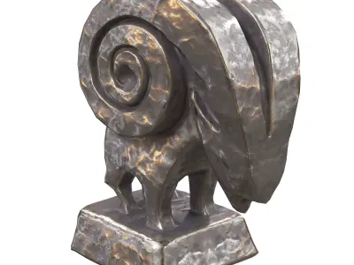 Ram abstract metal statues Low-poly 3D model