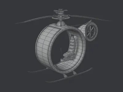 SciFi Helicopter lowpoly 3D Model Low-poly 3D model