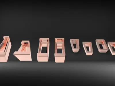 Various Baguette Heads Findings Earrings nose rings styles 3D print model