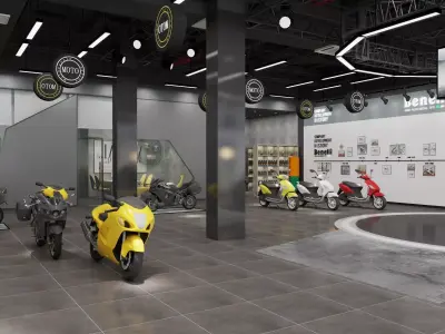 Motorcycle Showroom Display Platform Scene Low-poly 3D model