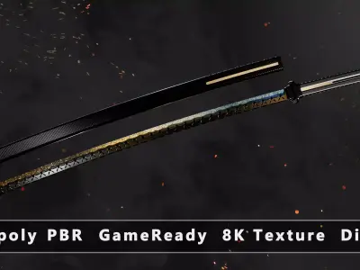 Katana Sword Game-Ready Low-poly 3D model