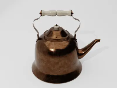 Antique Brass Kettle Low-poly 3D model