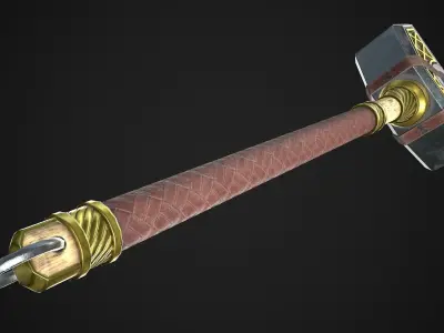 Fantasy Great Hammer 05 Low-poly 3D model