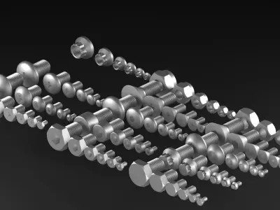Bolts And Nuts Collection 3D model buy