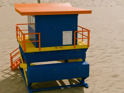 American Beach Lifeguard Tower Low-poly 3D model