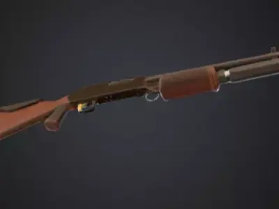 Retro Style Action Movie Shotgun Low-poly 3D model