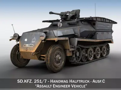 SD KFZ 251 7 Ausf C Pioneer Assault bridge 3D model