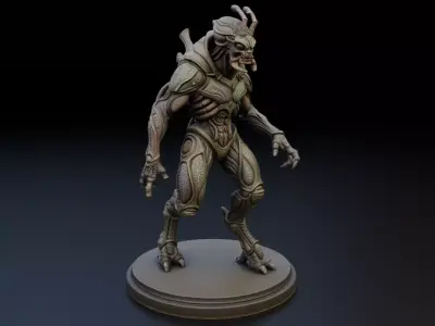 Insectoid Alien Statue - Sci-Fi Creature Warrior 3D print model