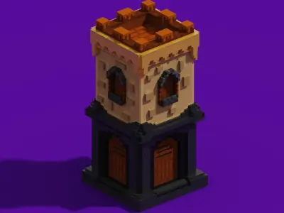 Voxel Archer Tower 3D And Isometric Sprite 3D model