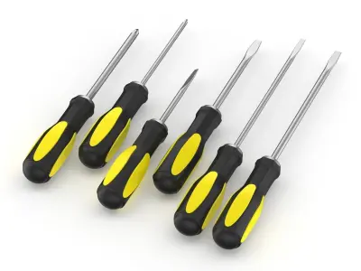 6 Screwdrivers Collection set of 3D model