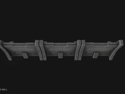 Scifi militarybase wall Low-poly 3D model