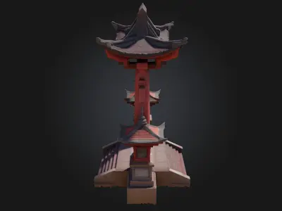 Torii Gate Illustration  A Symbol of Passage and Peace 3D model
