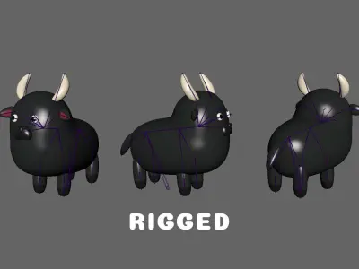 Low-Poly Buffalo Animated - Fun World Animal Low-poly 3D model