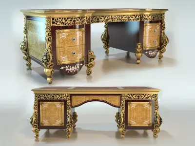 makeup tables and chairs 3D model vip 3D model