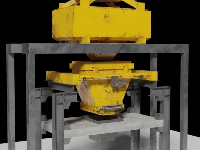 Rusty Concrete Casting Machine Factory  Flying Hopper Low-poly 3D model