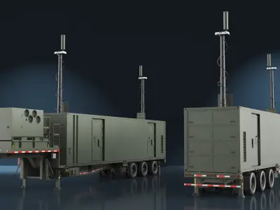 Typhon Battery Operation Center with Antennas Up 3D model