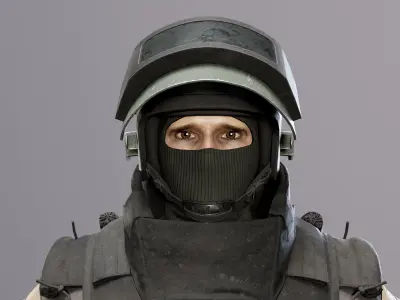 Modern Russian Soldier Low-poly 3D model get