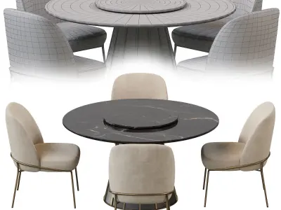 CLEOPATRA ROUND MARBLE DINING TABLE and Astrud Dining Chair 3D model