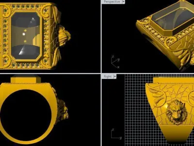 Men  lion ring 3dm file 3D print model