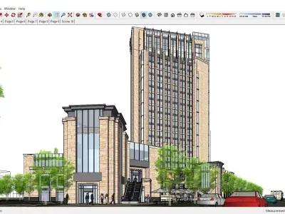 Sketchup Commercial Hotel Office Complex R1 3D model