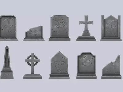 Gravestone collection 3D Model Pack