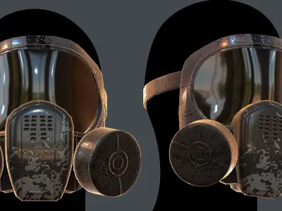 Gas mask helmet 3d model scifi Low-poly  Low-poly 3D model 57