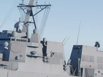 USS Arleigh Burke Class Flight IIA Fully-Rigged Game Ready Low-poly 3D model