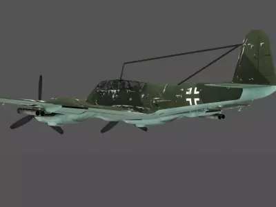  Messerschmitt Me 410 A-1 Hornisse 3D Model German Heavy Fighter Low-poly 3D model
