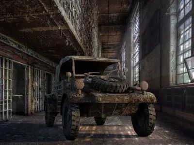 Wrecked Rusty Car 3D model