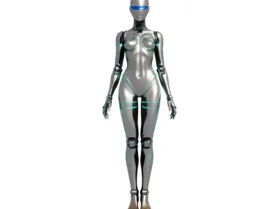Chrome Cyberpunk Female Android Model 3D model