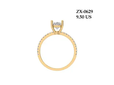 Oval Solitaire Ring 3D print model 18