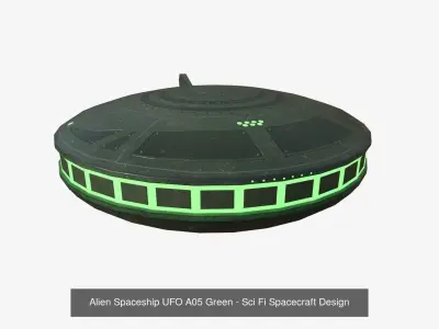 10 Alien Spaceships UFO Collection E Green - Spacecraft 3D Model Pack