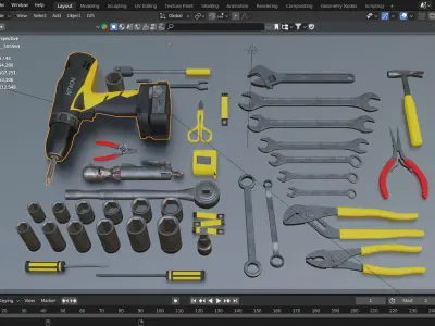 Realistic Hand Tools Pack Low-poly 3D model