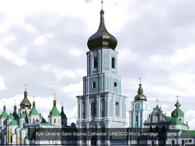 Kyiv city Ukraine Sophia Square Saint Sophia Cathedral 3D Model Collection