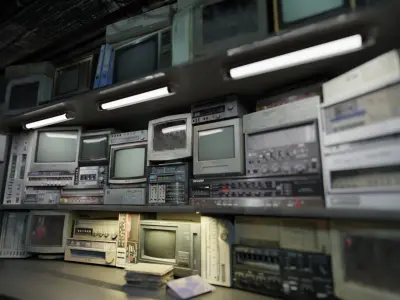 Retro Cyberpunk Pc Room Low-poly 3D model