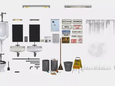 Modular Restroom Props Pack  Low-poly 3D model