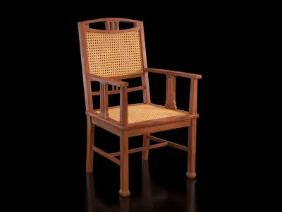 Dutch Colonial Javanese Teak Armchair 3D model