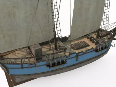 Ancient medium-sized sailboats and sea vessels 3D model