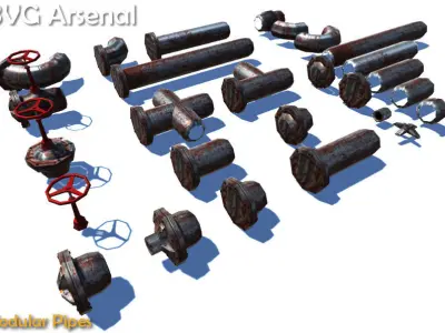 Modular Pipes - HQ Low-poly 3D model
