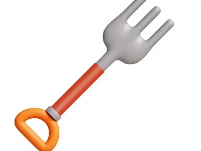 Hand Cultivator Low-poly 3D model