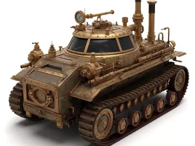 Steampunk Light Armored Vehicle 3D Model Low-poly 3D model