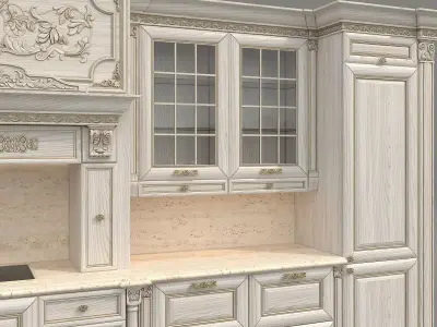 Ornate Victorian Style Kitchen Cabinet 3D model