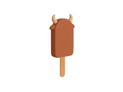 Low-Poly Cow Ice Cream Cute  Low-poly 3D model